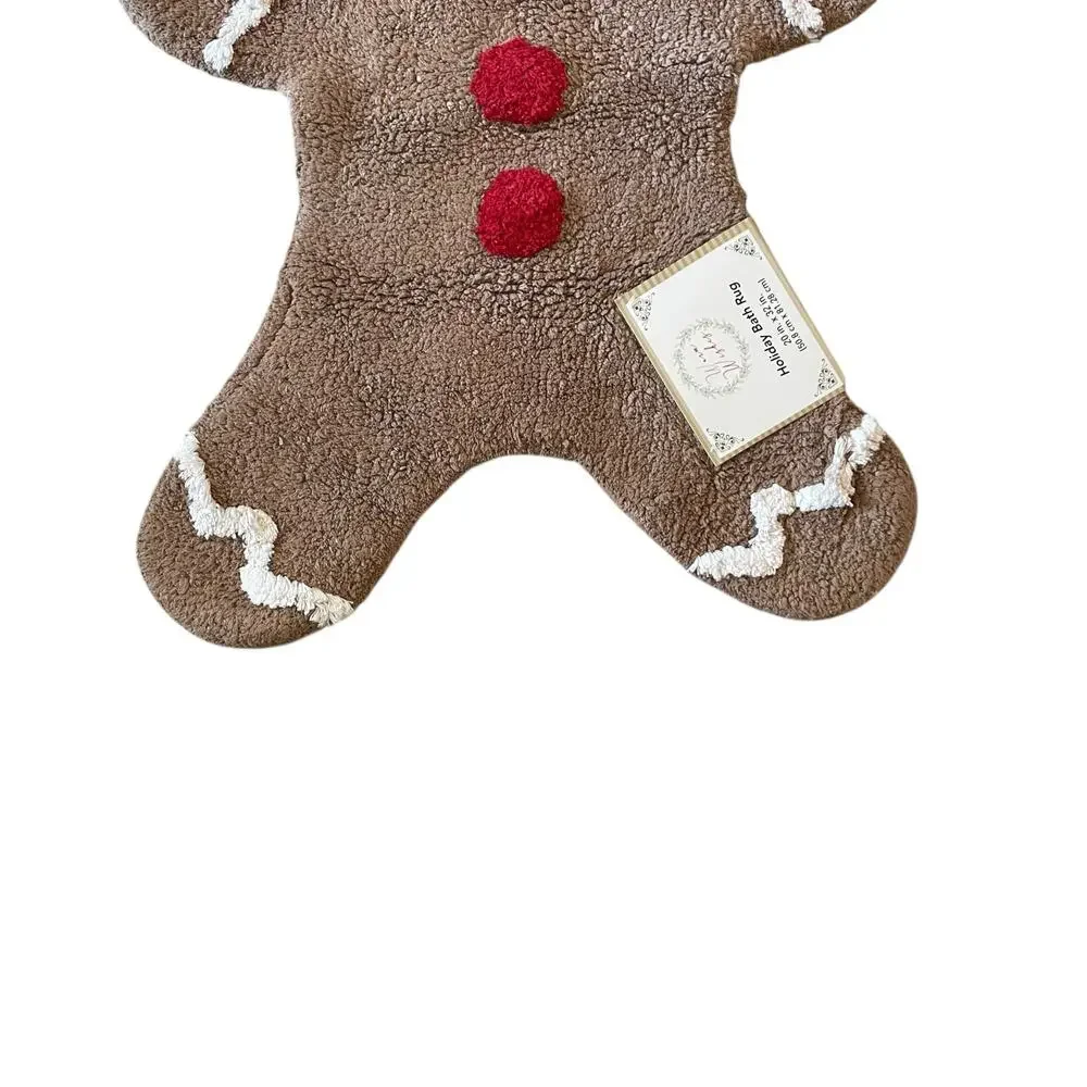 Gingerbread Cookie Cotton Bath Rug 20x32 Christmas Holiday Accent Rug New